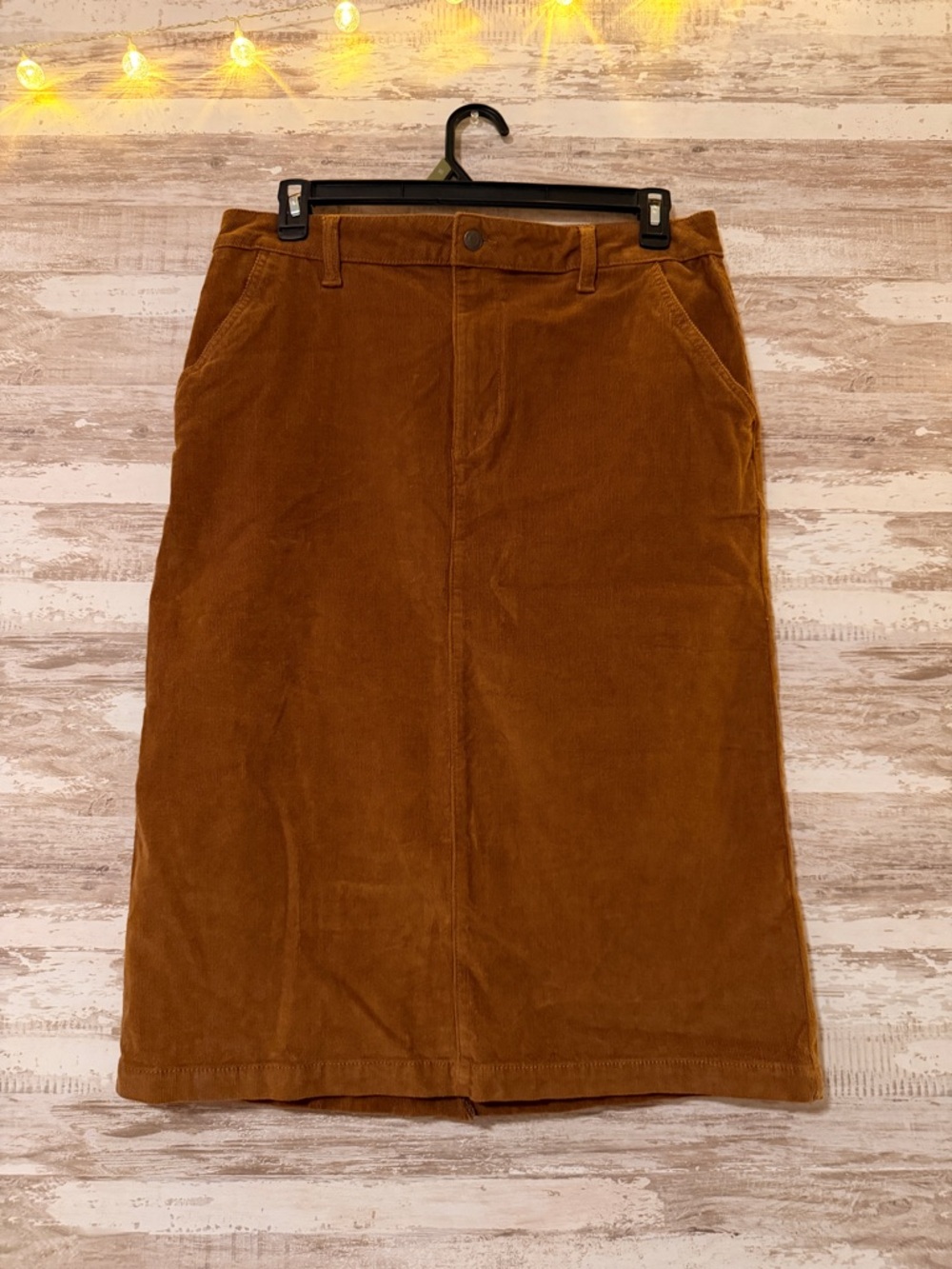 Womens Brown Corduroy Midi Skirt